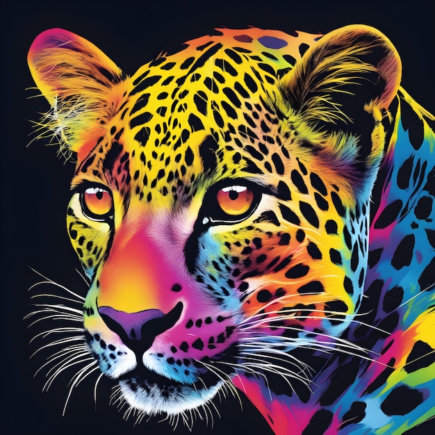 Premium Photo  T shirt design Rainbow Leopard