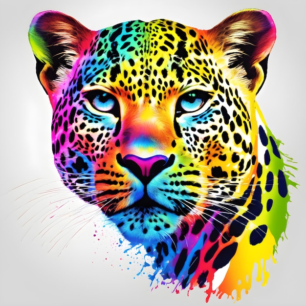 T shirt design Rainbow Leopard