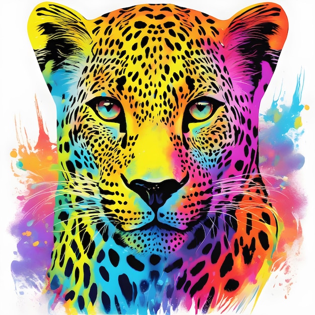 Premium Photo  T shirt design Rainbow Leopard