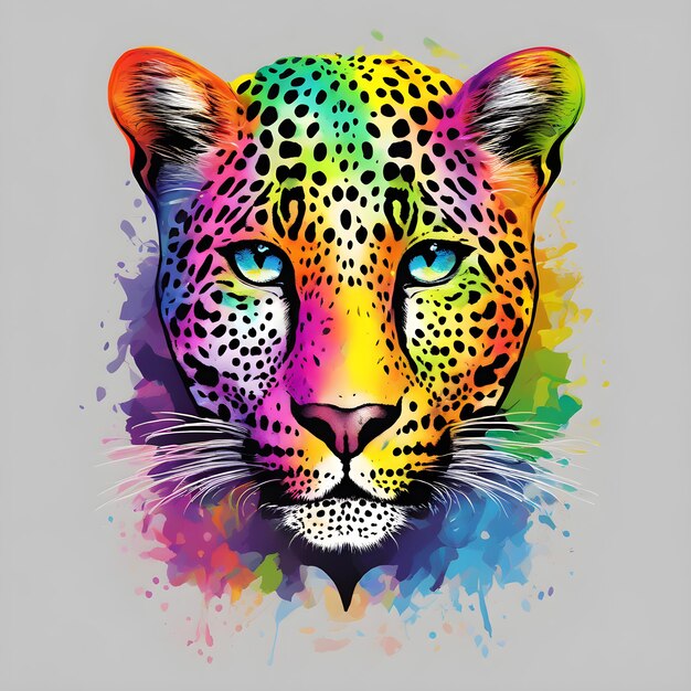 T shirt design Rainbow Leopard