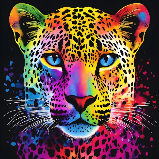 T shirt design Rainbow Leopard
