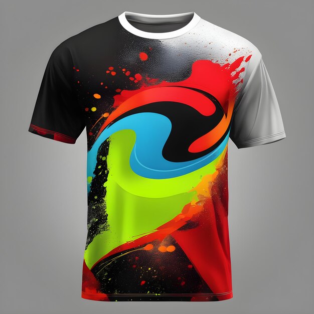 Photo t shirt design with abstract colorful pattern