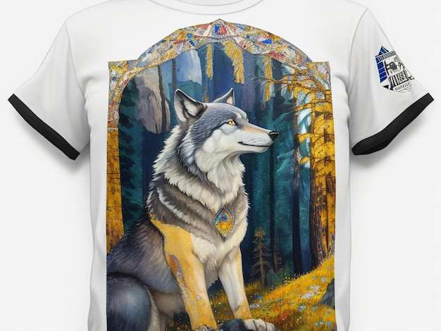 A t shirt design with wolf