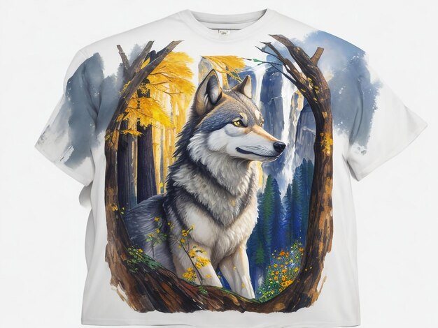 A t shirt design with wolf