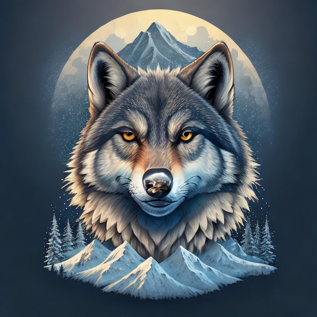 t shirt design of wolf