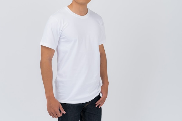 T-shirt design, Young man in White t-shirt isolated