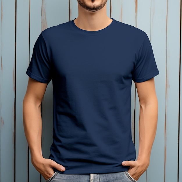 Foto t-shirt gewone marineblauwe kleur mock up