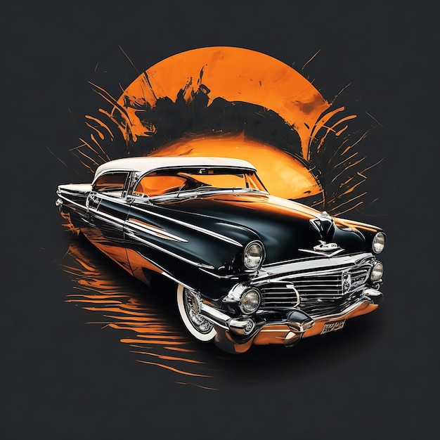 T shirt graphic design retro classics car design Ai generated