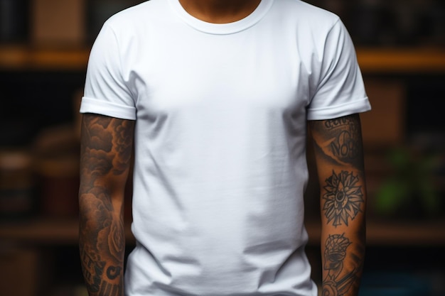 T-shirt mockup mannen model schone witte kleur