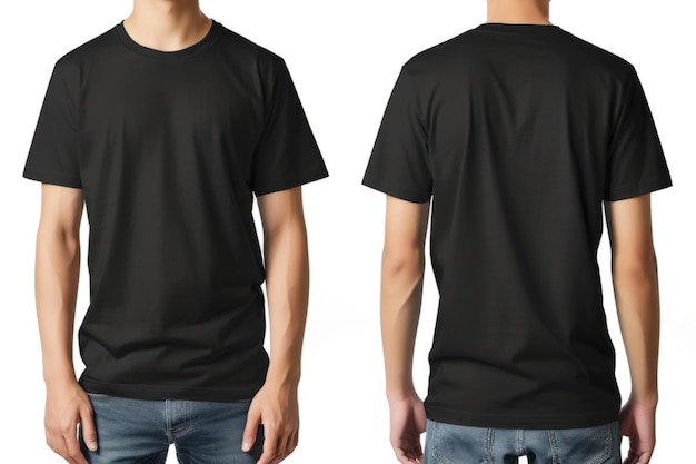 T-shirt mockup voor- en achterkant gebruikt als ontwerp sjabloon T-shirt mannen waren casual