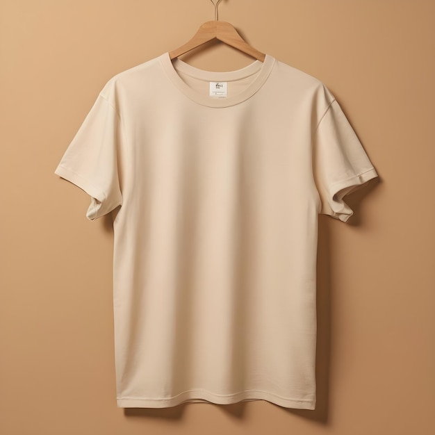 Photo t shirt mockup with beige background