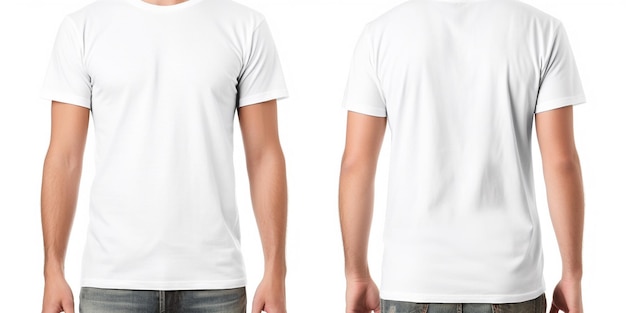 T-shirt model met een blanco wit shirt voor t-shirts mock up