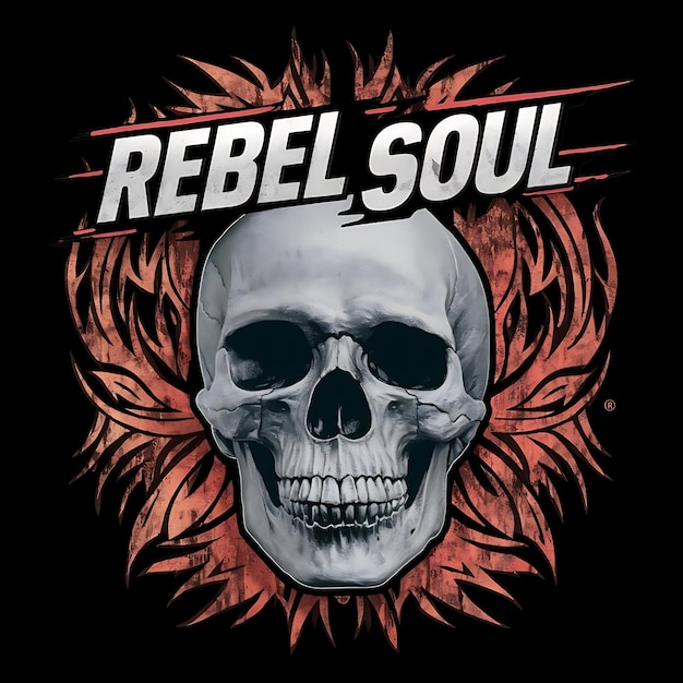 Foto t-shirt ontwerp rebel soul tribal schedel