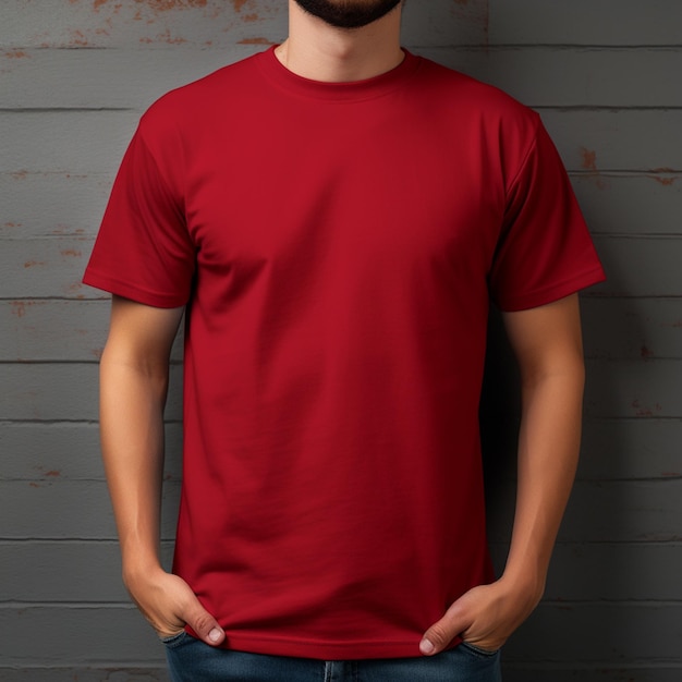 T Shirt plain in Red Color 3D Mockup