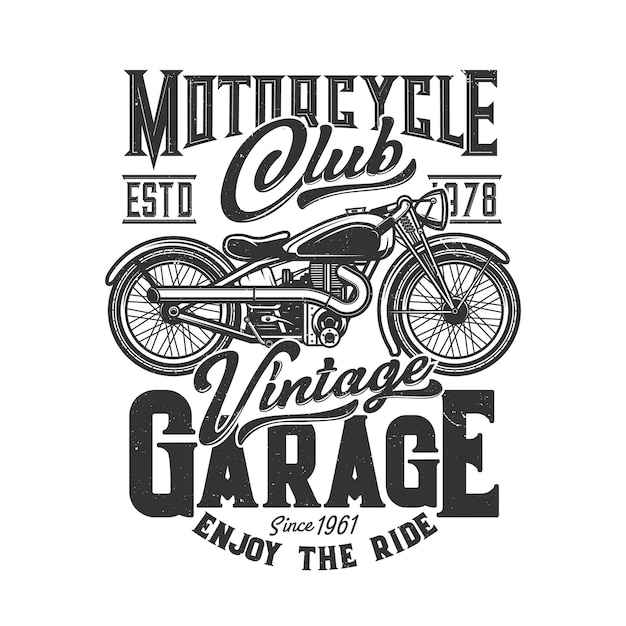 T-shirt print met custom bike retro motorfiets