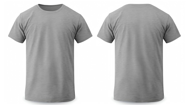 T-shirt set mockup Voor- en achterzijde van grijze blanke t-shirts geïsoleerd op transparante achtergrond Mockup shirts voor branding design reclame handel Unisex mode kleding set