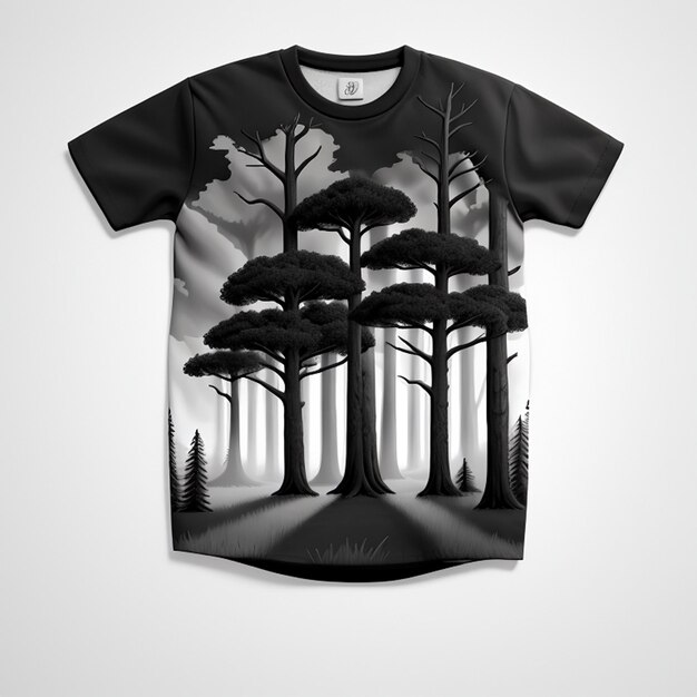Photo a t shirt with a forest scene on it