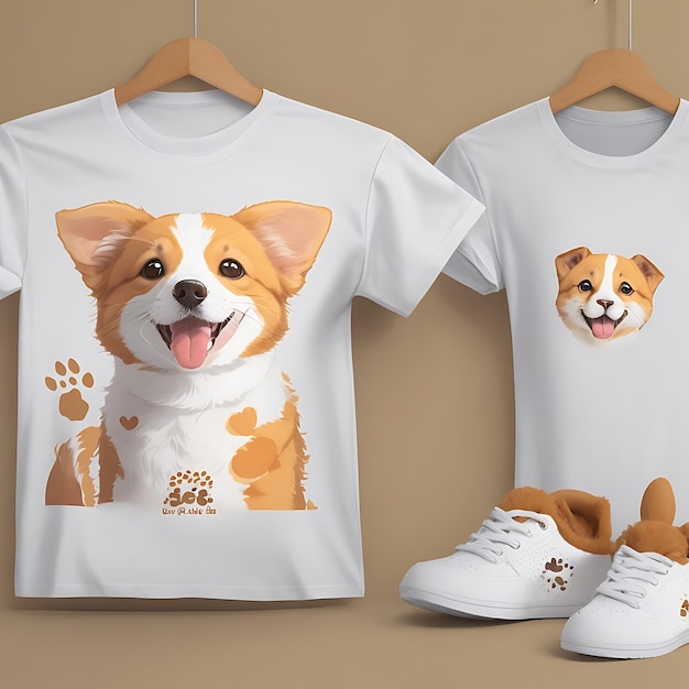 T-shirtmodel voor een club voor dierenliefhebbers, met schattige pootafdrukken en een speels dessin met huisdierthema