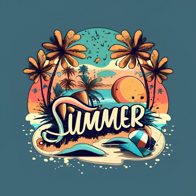 Foto t-shirtontwerp zomer vector ai