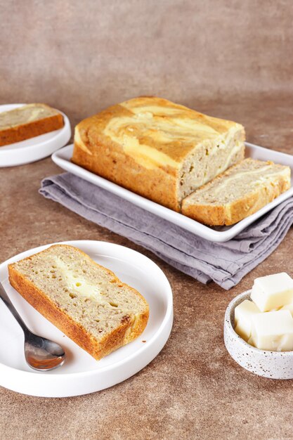 Taart pisang keju Bananenbrood met roomkaas