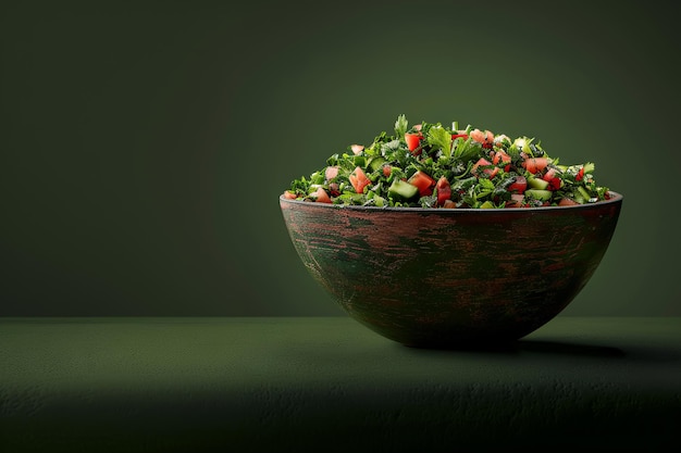 Tabbouleh Traditional Middle Eastern dish Parsley mint cilantro tomatoes onions bulgur