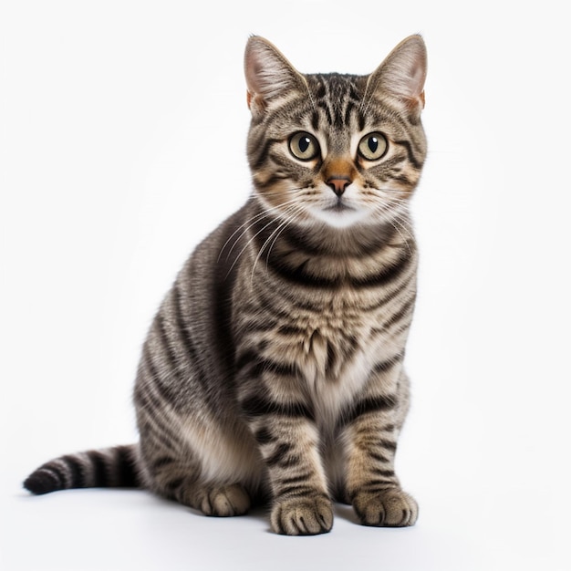 Tabby cat with white background high quality ultra