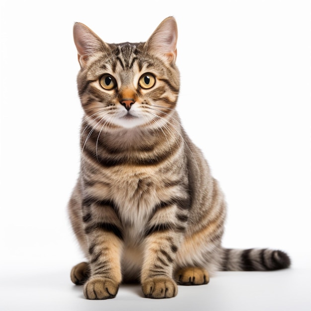 Tabby cat with white background high quality ultra