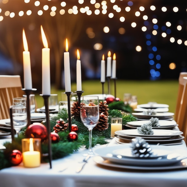 Photo table arranged for christmas dinner