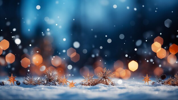 Table background of free space and winter landscape