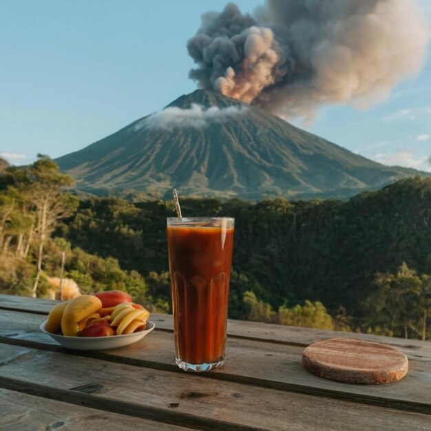 Foto sfondo tabella di spazio libero per il vostro prodotto e una tazza di caffè caldo interno e foto di umore scuro