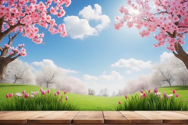 Photo table background and spring time