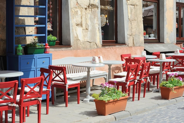 The table in the bar on the summer terrace