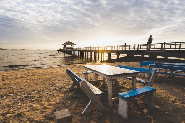 the table on the beach