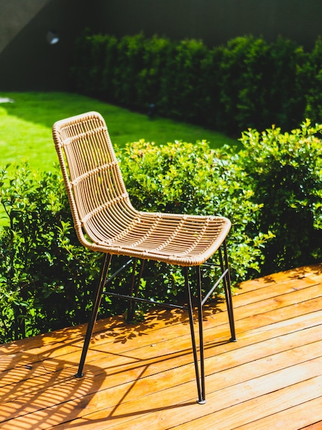 Table and chairs in the garden cafe.