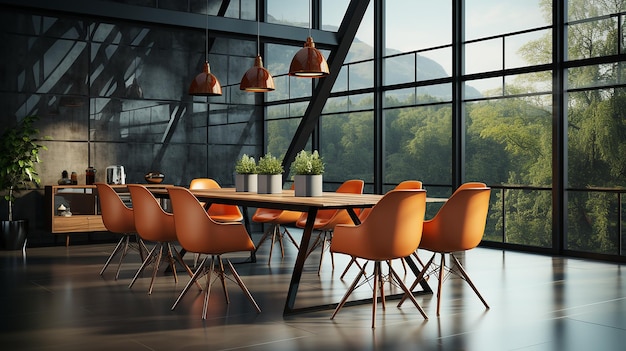 Table And Chairs In Meeting Room Generated By AI