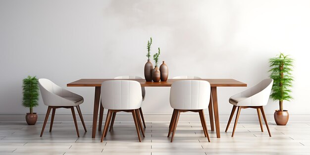 Foto tavolo e sedie in un moderno modello di rendering 3d