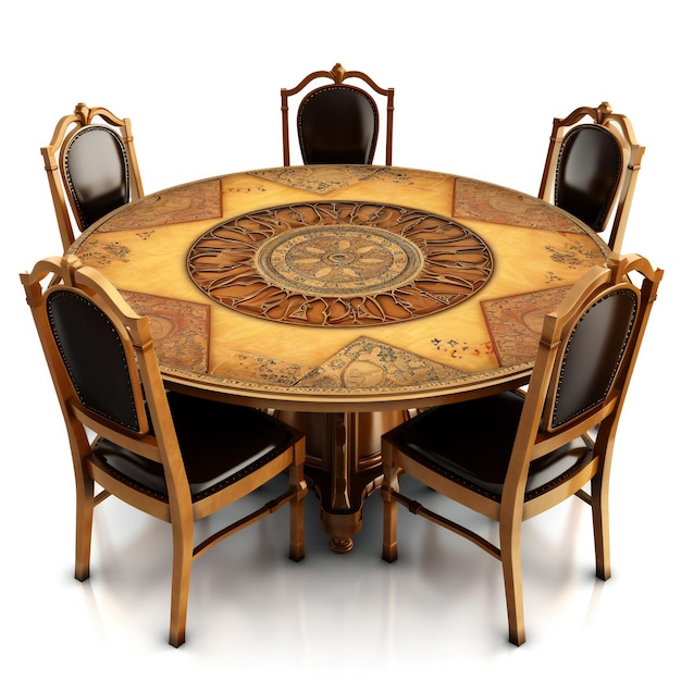 Table and chairs on a white background