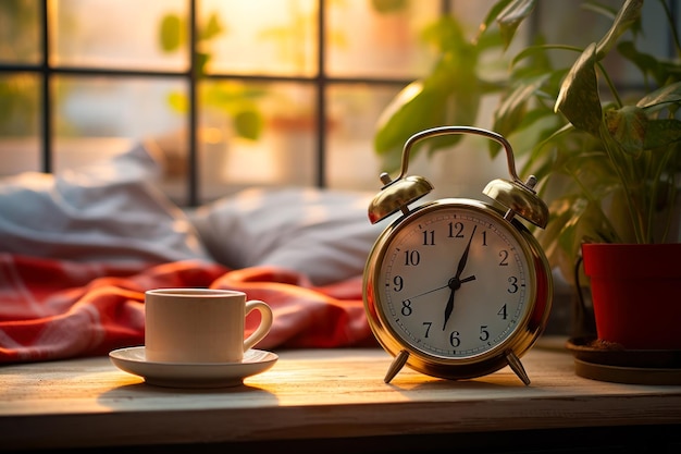 Foto orologio da tavolo sveglia mattutina ai