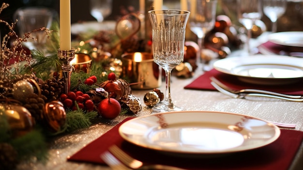 Table decor holiday tablescape and formal dinner table setting for Christmas holidays and event celebration English country decoration and home styling