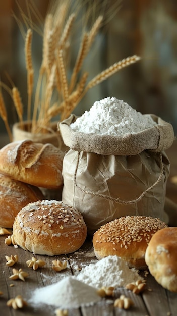 Table Displaying Bagels Covered in Powdered Sugar