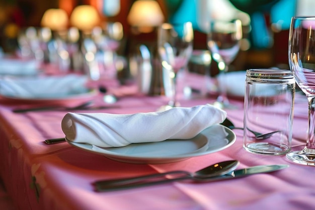 Table etiquette with pink background