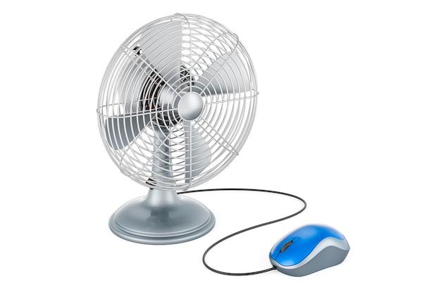 Table fan with computer mouse 3D rendering