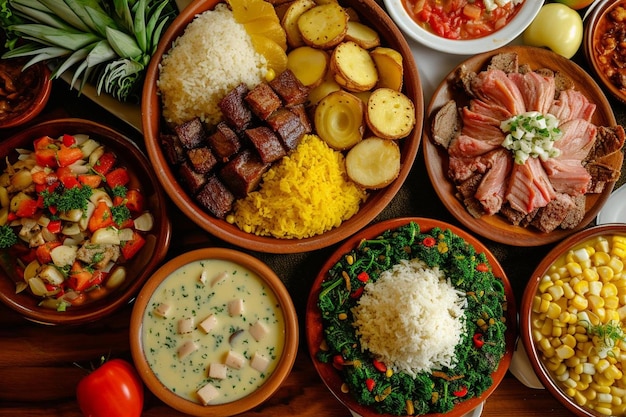 Photo a table filled with different types of food