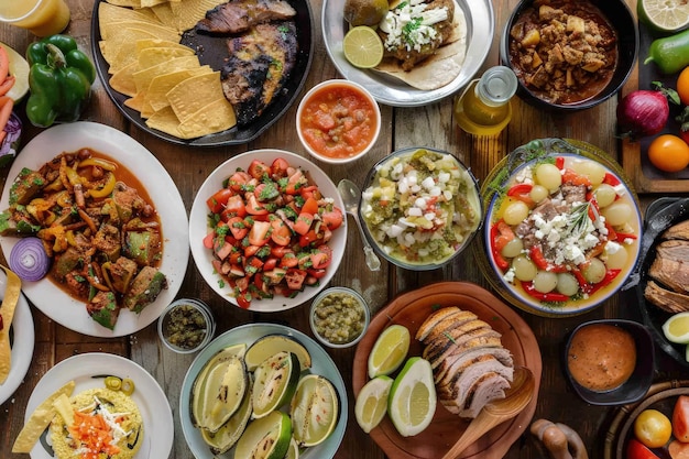 A table filled with lots of different types of food