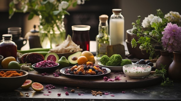 A Table Filled With Various Types of Food