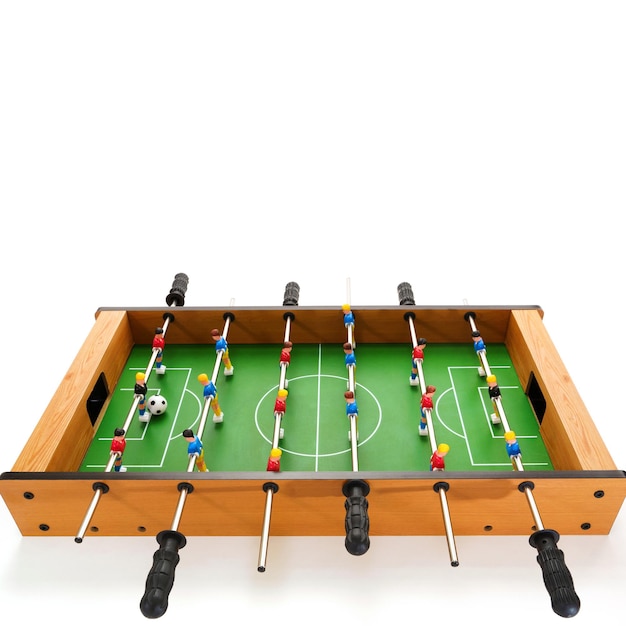 흰색 배경에 고립 된 테이블 축구 게임