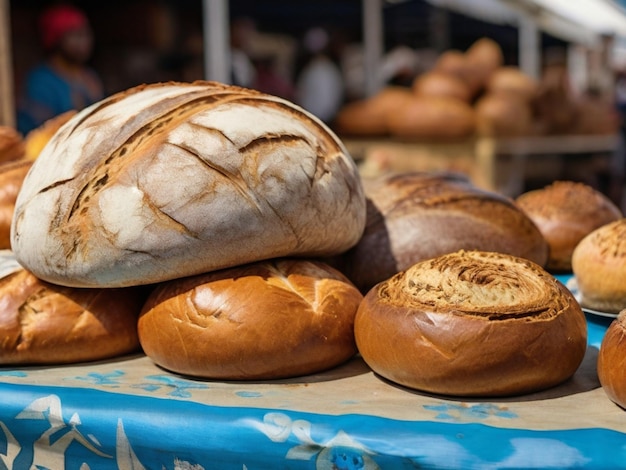 a table full of breads and breads with the words bread on the table