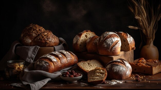 A table full of breads and other breads