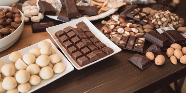 A table full of chocolates and other chocolates