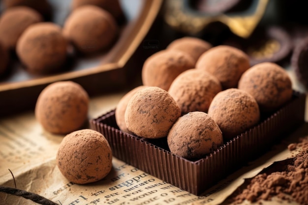 A table full of chocolates and pecans